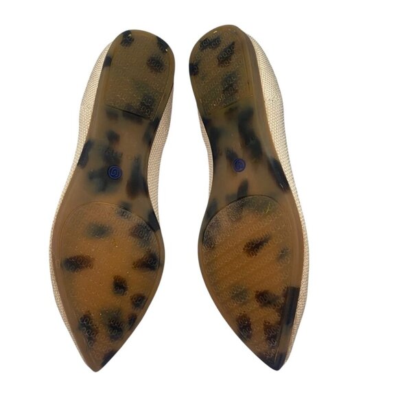 Rothy's Pointed Toe Flats Beige With Blue Trim Size 5 Womens Shoes VGUC - Picture 3 of 15